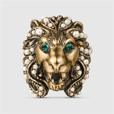 gucci lion head rings